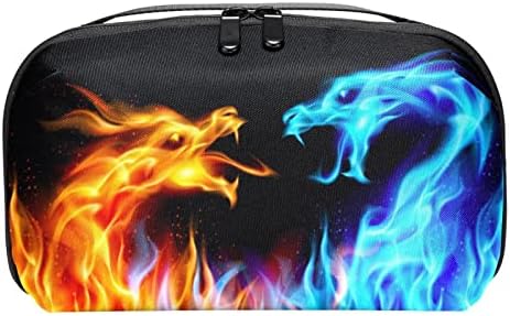 Red Blue Fire Dragon Bag Bag Zipper Bolsa Travel Organizador cosmético para mulheres e meninas