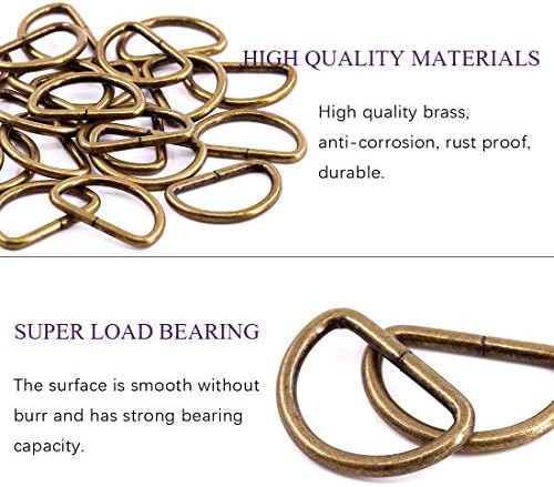 SWPEET 150pcs 1 polegada / 25mm de bronze pesado dut de metal multifuncional D anel semi-circular D para chaveiros cinturões Bolsas