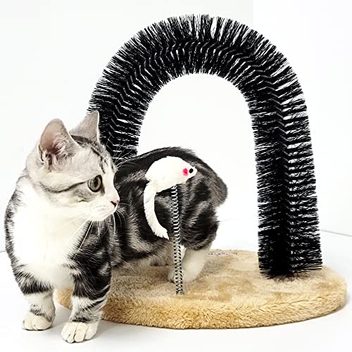 Heykitten Cat Self Groomer Arch com Mouse de Toy e Hammock CMBO para gatinhos internos e gatinhos adultos
