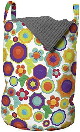 Bolsa de lavanderia floral de Ambesonne, abstrato Flores e Pétalas Coloridas Engraçadas Funnamente, cenário de cenário simples,
