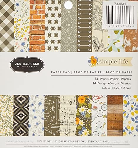 American Crafts Jen Hadfield Simples Life 6 x 6 polegadas 36 folhas Padd Pad