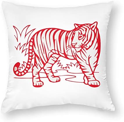 Conjunto de tigre vermelho de 2 travesseiros de arremesso de travesseiros quadrados travesseiros de almofada para sofá de sofá, carro
