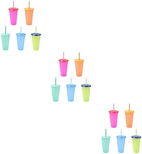 Zerodeko plástico copos bebendo copos 15 pcs xícaras amigáveis ​​a meio ambiente com guloseia de cor de cor com temperatura