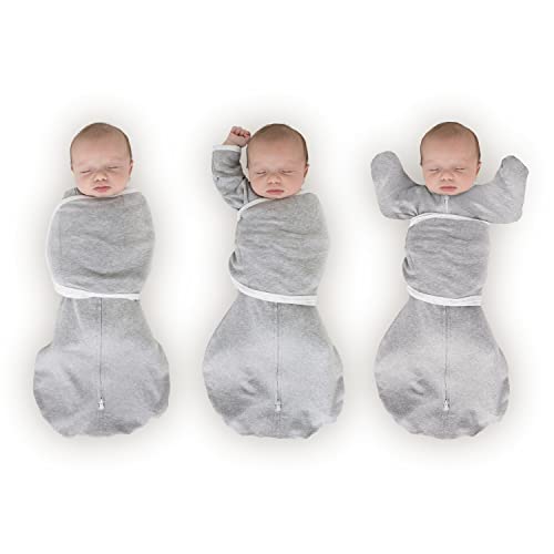 Swaddledesigns saco omni swaddle de 6 vias para recém-nascido com mangas e mangas de braços para cima e punhos de luto, transição