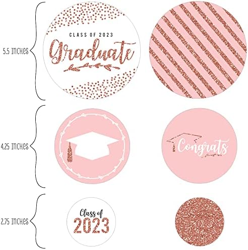 Big Dot of Happiness Rose Gold Grad - 2023 Festa de graduação Giant Circle Confetti - Decorações de festa - Concheti grande 27