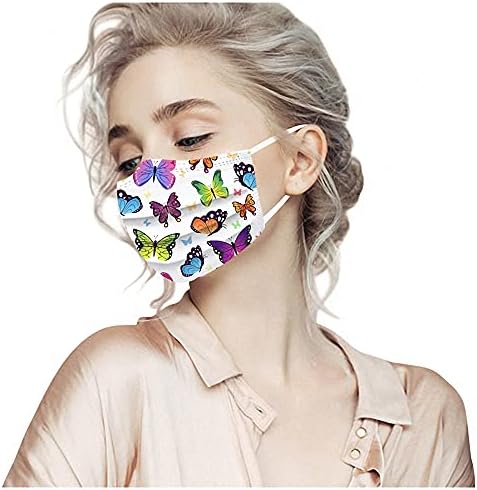 Moda Impresso Disponível Face_Masks Para Mulheres, Máscara de Borboleta de 3 -Ply de 3 -Ply Borbolefly Face_Mask, Máscara de Proteção