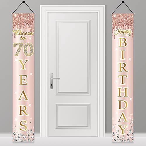 Banner de porta de decorações de 80º aniversário para mulheres, aplausos de ouro rosa rosa até 80 anos