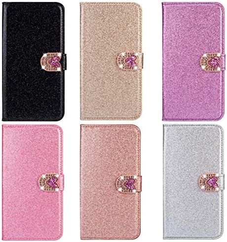 Caixa da carteira XYX para Samsung Galaxy S8 Plus, Bling Glitter Red Love Diamond Diamond Flip Flip Slot Slot Luxury Girl
