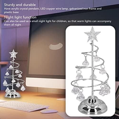 Decoração de árvore de Natal de cristal LED, lâmpada de Natal LED Lâmpada de árvore de Natal Spiral Iron Display Stand Stand Decorativo