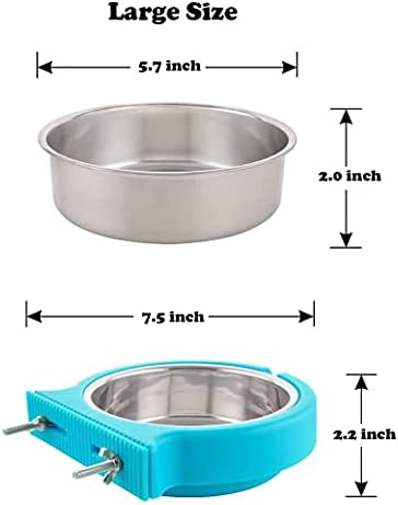Crate Dog Cat Bowls, tigelas de gaiola de aço inoxidável removível para capa para canela para canil, alimentos para alimentos