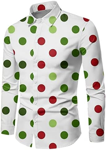 XXBR Christmas Button Down Camisetas para masculino Camisa de vestido de manga longa de tamanho longo