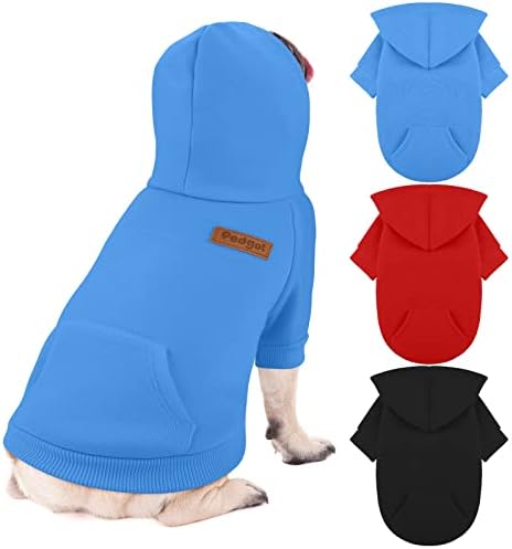 Pedgot 3 pacote com capuz de cachorro suéteres de cachorro com chapéu e pocket roupos de capuz com capuz casaco quente suéter
