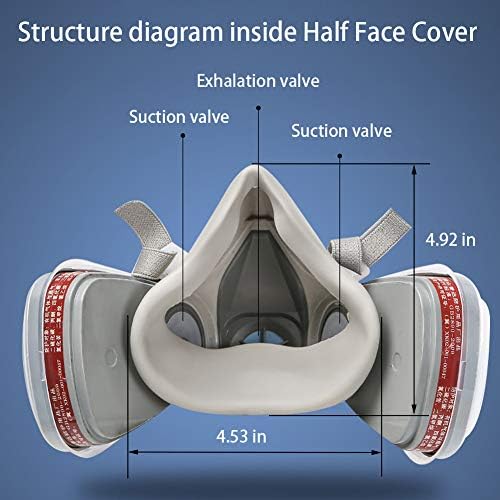 Máscara do respirador Ruiqier Máscara de capa de meia face reutiliza, cobertura de pintura escudo de rosto com filtros