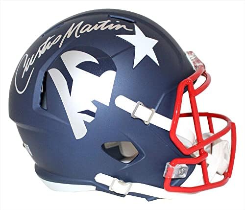 Curtis Martin autografou o New England Patriots f/s AMP Speed ​​Helmet PSA 32454 - Capacetes NFL autografados