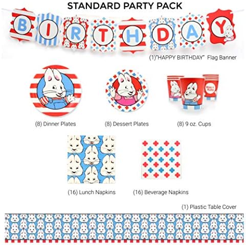 Max e Ruby Party Supplies Party Pack, 66 peças definidas, por Prime Party