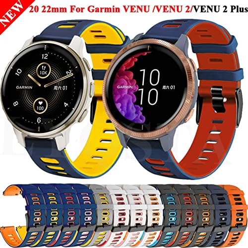 Eidkgd 20 22mm Substituição Smartwatch Pulseira de pulso para Garmin Venu 2 Plus Silicone Smart WatchBand Venu2 Forerunner 245 645