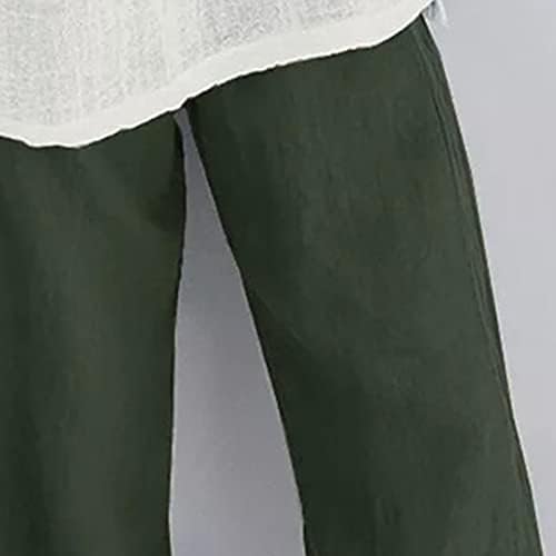 Maiyifu-gj feminino de linho impresso calças de perna largo