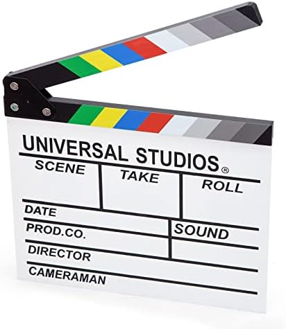McPinky White Movie Rlapboard, Wooden Clapper Board Rainbow Color Professional Film Slate para diretor de adereços de cinema