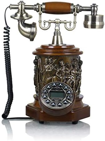 Telefone de telefone Vintage Retro Walnuta Phone Classic Desk Phone com Time Real e Id ID de chamadas Display para Office Home