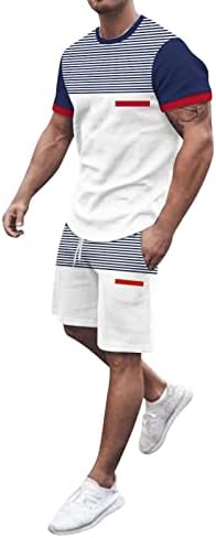 Roupas masculinas de 2 peças roupas de manga curta casual camisetas musculares e shorts esportivos de fit clássicos