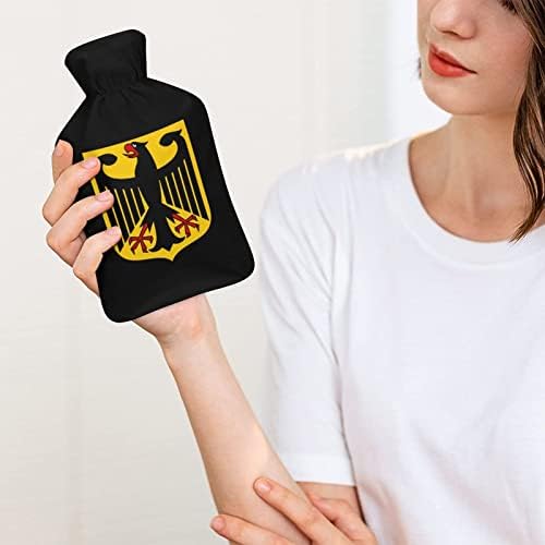 Garrafa de água quente de emblema nacional da Alemanha com tampa macia de pelúcia Bolsa de injeção de água de borracha 1000ml
