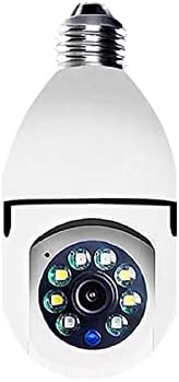 Câmeras de segurança lovskoo 360 graus sem fio externo e interno, câmeras de lâmpada de lâmpada para segurança de segurança de 2,4