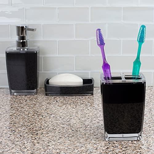 Plástico resistente à quebra de dentes de escova de dentes de plástico/copo de organizador de bancada do banheiro, preto