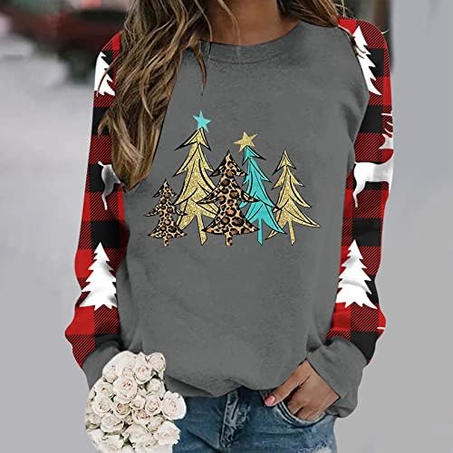 Akollsppnsy Fall Sweworkshirts for Women Christmas Print Crewneck Camisas Térmicas General Woman Tops para o outono 22
