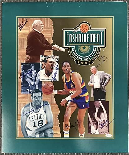 1997 Basketball Hof Conshrinement Poster assinado 30x23 Bailey Howell Auto +6 JSA - fotos autografadas da NBA