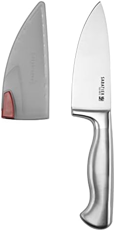 Sabatier forjado aço inoxidável Santoku Faca com tampa de lâmina de auto-lesão de auto-lesão, faca de cozinha nítida para