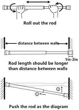 Hastes de tensão de 4 embalagem, 21,6-35,4 polegadas de mola ajustável Cupbo de aço barras de tensão haste da haste