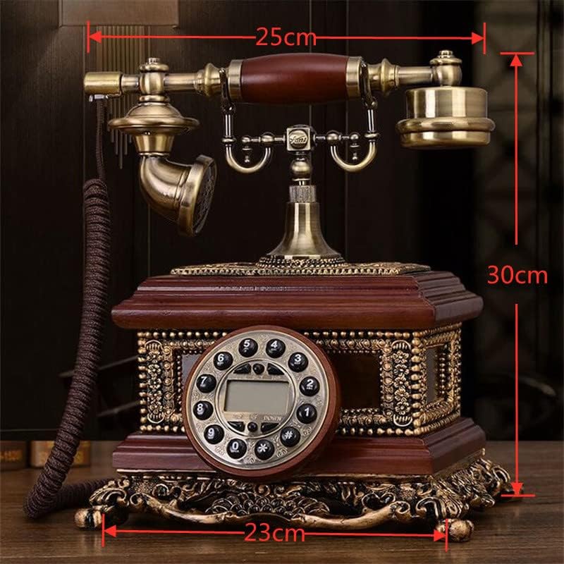 Gayouny com cordão maciço botão de madeira mostrador retrô de telefone fixo de mãos livres de chamadas clássicas de