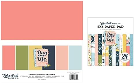 Pacote de coleção de papel do Echo Park: dia na vida nº 2 12 ”x 12” Pacote de papel sólido + dia na vida nº 2