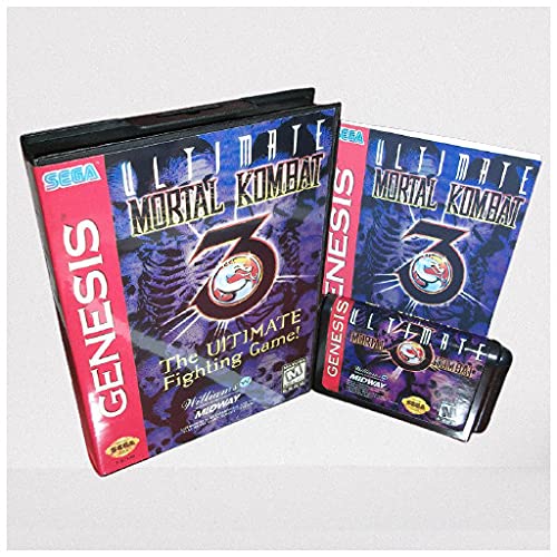 Aditi Mortal Kombat 3-O Ultimate Fighting Us Cover com Box e Manual para Sega Megadrive Gênesis Console de videogame de 16 bits MD