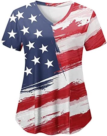 Blusa de 4 de julho para mulheres American Flag Summer Sumor