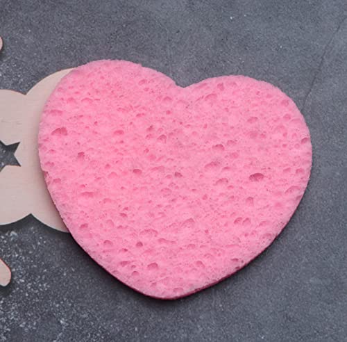 Ruwado 10 pcs esponjas faciais compactadas Coração de cura rosa Cura Poods de esponja para mulheres Limpeza de limpeza Remoção