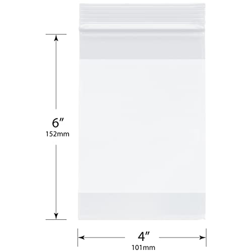 Plymor Zipper Reclosable Sacos de plástico com bloco branco, 2 mil, 4 x 6