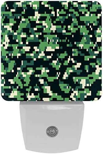 2 Pacote de plug-in nightlight night notur verde camuflado militar com sensor de entardecer para o amanhecer para o quarto