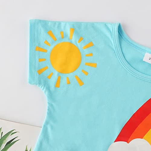 Big Boys Define roupas crianças roupas de menino de menino casual manga curta arco -íris camisa estampada de sol 5t maiô