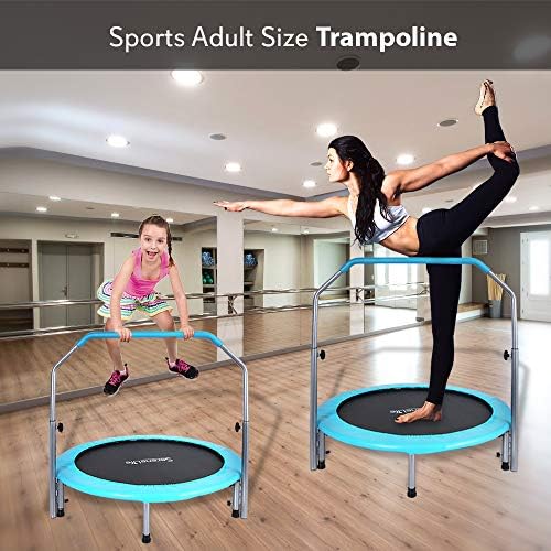 Serenelife portátil e trampolim dobrável - mini -rebote em casa de 40 com corrimão ajustável, exercício corporal de fitness, springfree