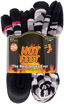 Pés gostosos meninos e meninas 2 Pacote meias térmicas pesadas - armadilhas em calor - tripulação isolada grossa para caminhadas