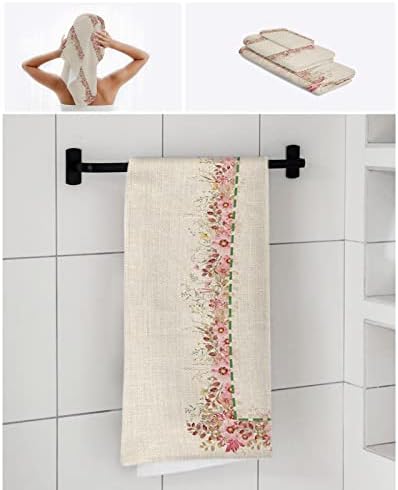 Toalhas de banho florais da primavera de primavera, toalhas de banheiro absorvente macio, toalhas rústicas rosa de