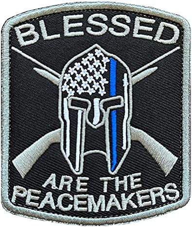 ZCCETO Deus abençoado são os pacificadores de pacificadores de linhas azuis finas táticas de gancho bordado e loop apoio do exército