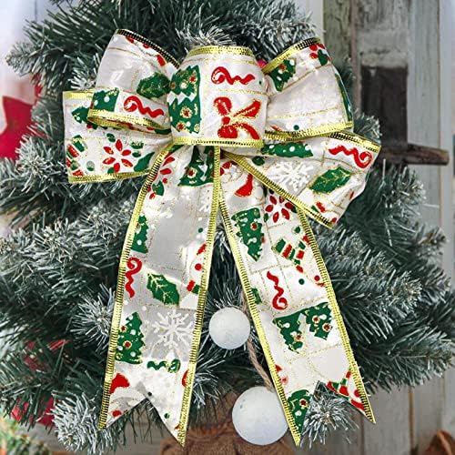 20 cm de ouro pintado de natal arco pendurado decorações de natal de natal impressão de fita decorações de festa de fita para meninas