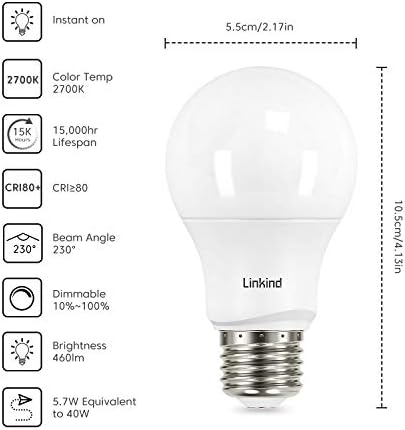 Linkind mr16 lâmpadas LED de LED consumíveis GU5.3 e A19 lâmpadas LED diminuídas de 40w equivalente