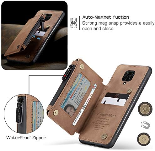 Caso de proteção compatível com o estojo da carteira Redmi Note 9S com suporte para cartão, slots de cartão de kickstand