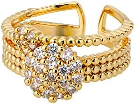 Oyalma Zircon Circle Open Rings for Women Crystal Gold Finger Charme Anel ajustável Casamento Valentine Jóias-89961