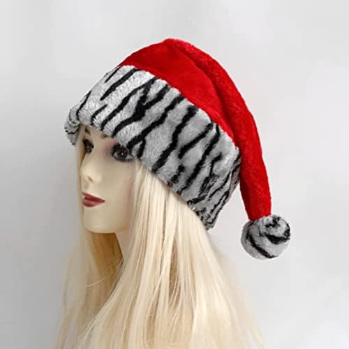 Qtmy 2 pacote zebra impressão leopardo natal chapéu de santa com lantejoulas de floco de neve dourado para adultos família natal