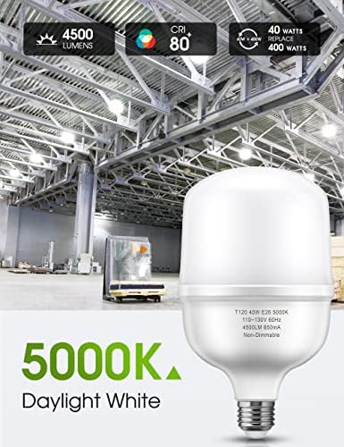 Lâmpadas super brilhantes de Lohas, 350-400W equivalente, 4500lm de lâmpada LED de garagem E26, luz do dia de 5000k, lâmpada