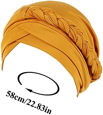 Mulheres Bohemia Braid Turban Hat Hap Head Cabeça Capinho Cap de Capinho Pré-amarrado Muslim Ruffle Chemo Cap
